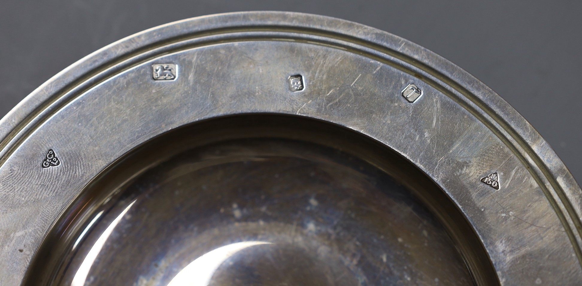 A modern silver armada dish by Garrard & Co, London, 1993, 15cm, 173 grams.